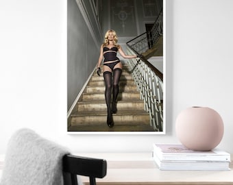 kate mousse affiche noir et blanc Décoration murale Décoration intérieure Art Affiche Sans cadre