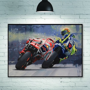 valentino rossi - Marc Márquez Moto GP Poster artistico Decorazione murale Decorazione della casa Poster artistico Senza cornice