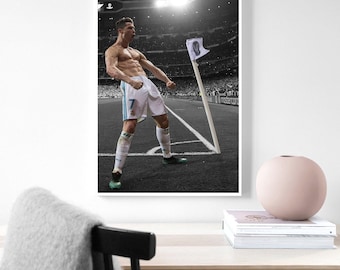 Cristiano Ronaldo Poster, Ronaldo Poster, Football Poster, Abdominal muscles, room decoration Home Decoration Art Poster Frameless
