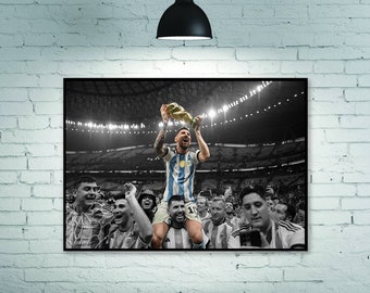Affiche Lionel Messi, affiche Messi, champions de la Coupe du monde 2022, légende du football argentin, décoration de la chambre décoration de la maison affiche d'art sans cadre