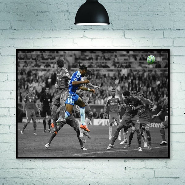 Didier Drogba Poster, Chelsea Poster, 2012 Champions League Poster, Football Poster, room decoration Home Decoration Frameless