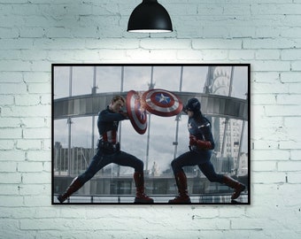 Avengers: poster di Endgame, Captain America VS Captain America, poster di Captain America, poster del film, poster artistico per la decorazione della casa senza cornice