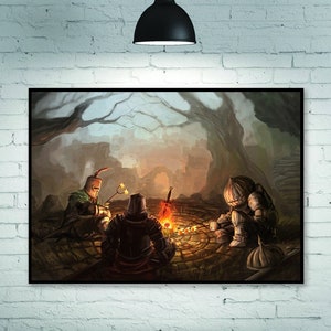 Dark Souls-Bonfire Art Poster Spiel Poster Wanddekoration Home Dekoration Kunst Poster Rahmenlos