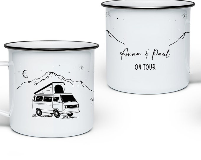 Camping Emaille Tasse Personalisiert