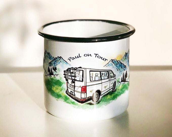 Camping Emaille Tasse Personalisiert