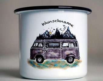 Camping Emaille Tasse personalisiert