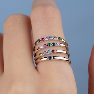 Gold Family Birthstone Ring, Personalized Birthstone Ring, Custom Birthstone Ring,Gift for Mom,Gift for Her, Mother's Day Gifts 10K,14K,18K
