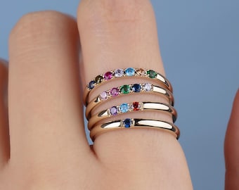 Gold Family Birthstone Ring, Personalized Birthstone Ring, Custom Birthstone Ring,Gift for Mom,Gift for Her, Mother's Day Gifts 10K,14K,18K