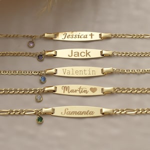 14K Gold Baby ID Bracelet: Engraved Name, Newborn Gift