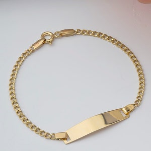 14 Karat Yellow Gold Baby ID Bracelet - 14K Solid Gold Baby ID Bracelet - New Born Gift