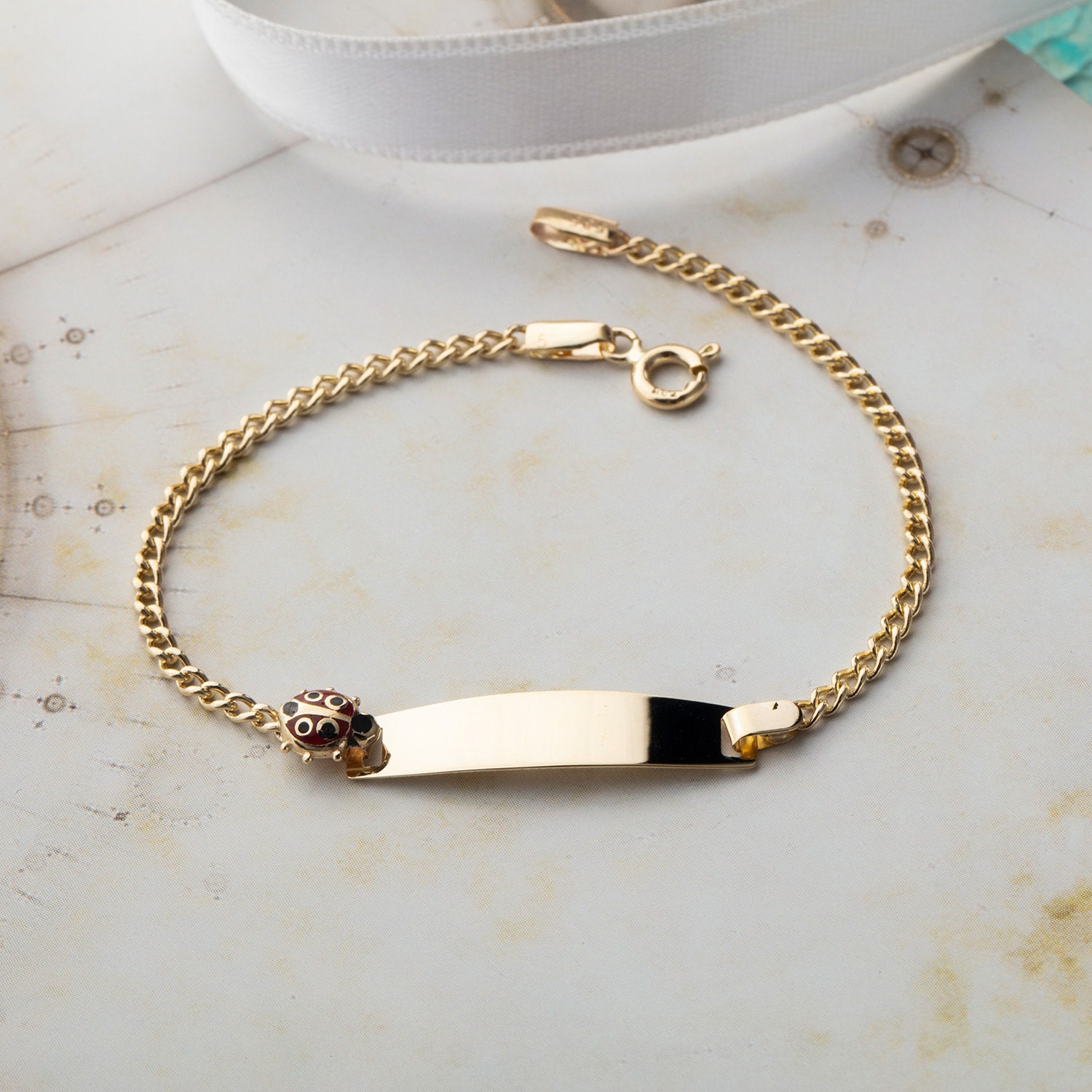 14 Karat Yellow Gold Baby ID Bracelet 14K Solid Gold Baby ID Etsy