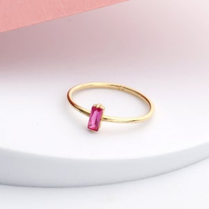 14K Solid Gold Ruby Ring, Designer Ruby Ring, Unique Ruby Ring, Dainty Band Ring, Minimalist Ring, Best Gift