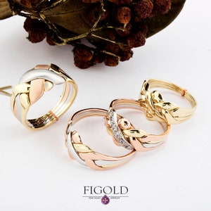 Solid Gold 4 Band Puzzle Ring - Original Puzzle Ring - Handmade Puzzle Ring - Gold Puzzle Ring - Ladies 4 Band Puzzle Ring - Gift For Dad