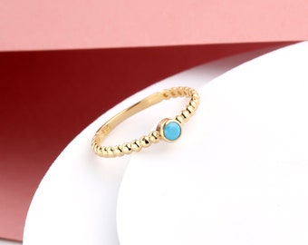 14K Solid Gold Turquoise Ring, Designer Turquoise Ring, Unique Turquoise Ring, Dainty Band Ring, Minimalist Ring, Best Gift