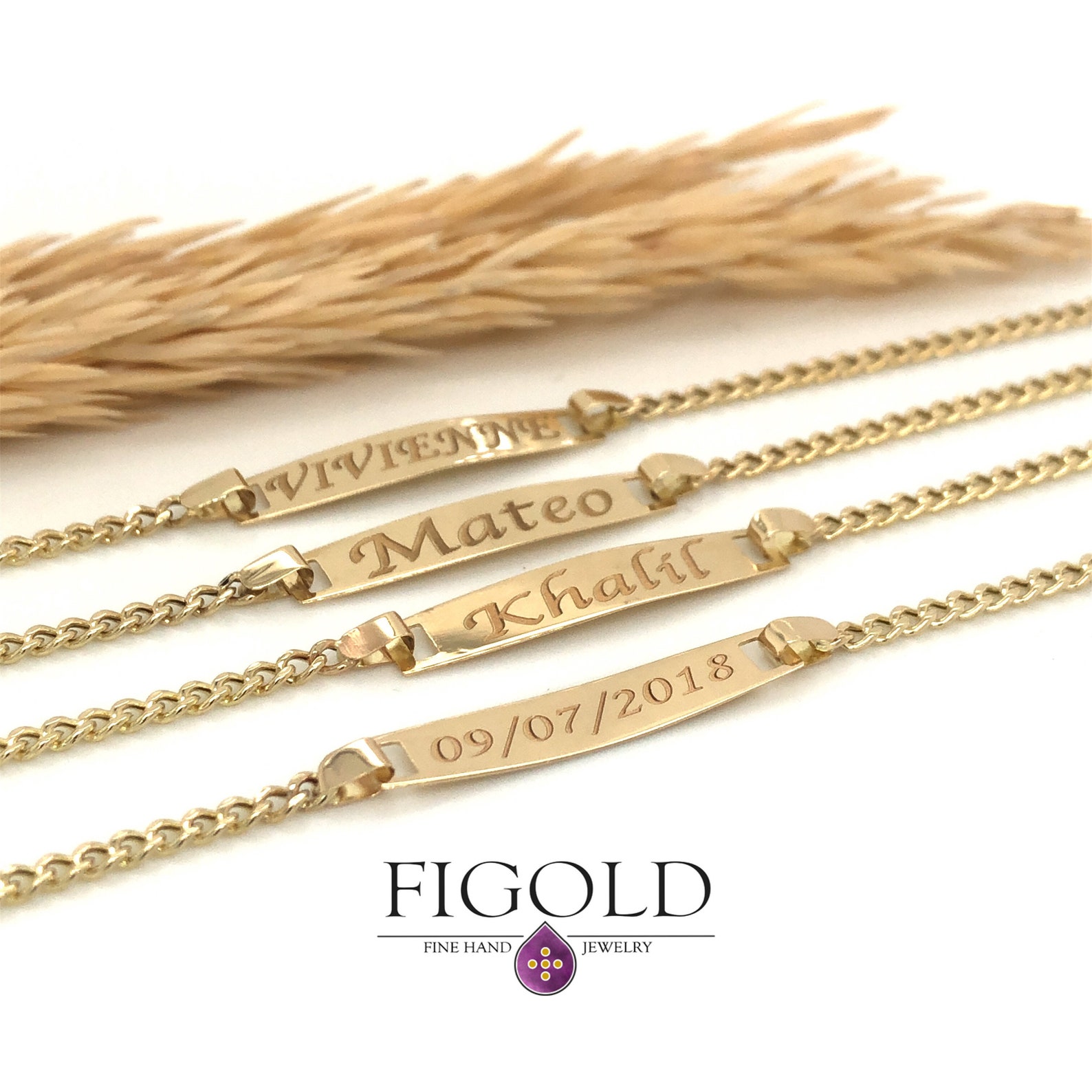 14 Karat Yellow Gold Baby ID Bracelet 14K Solid Gold Baby ID Etsy