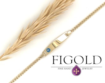 14 Karat Yellow Gold Baby ID Bracelet - Solid Gold Baby ID Bracelet - New Born Gift