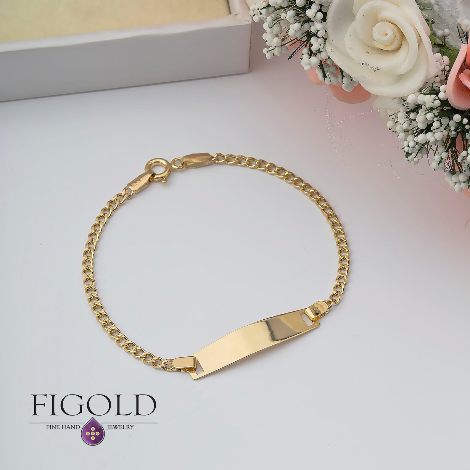 14 Karat Yellow Gold Baby ID Bracelet 14K Solid Gold Baby ID Etsy