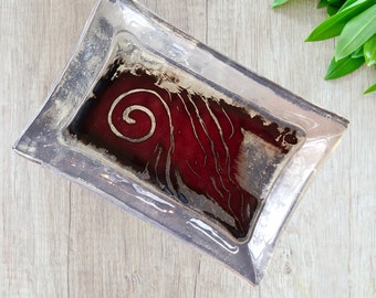 Silk Screened Red Candy Dish