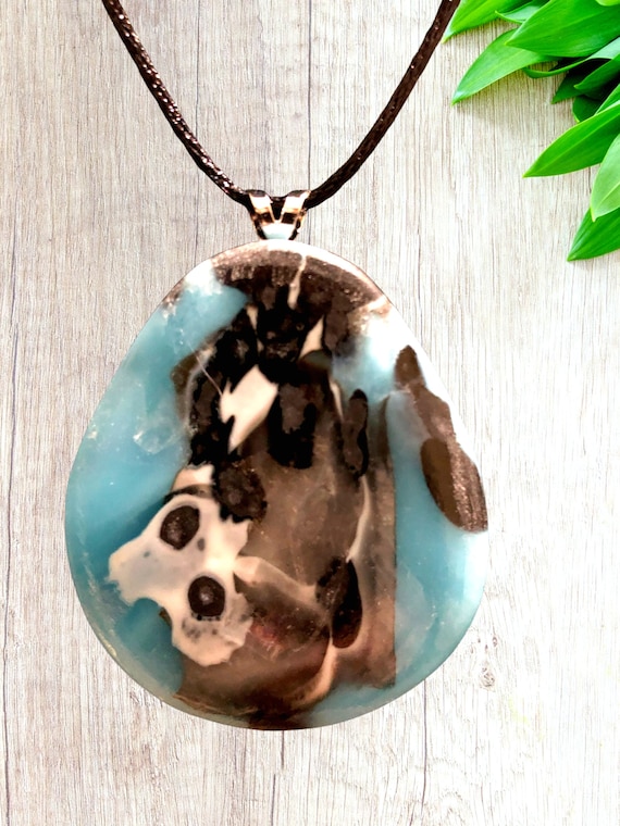 Black White and Blue Glass Pendants Etsy