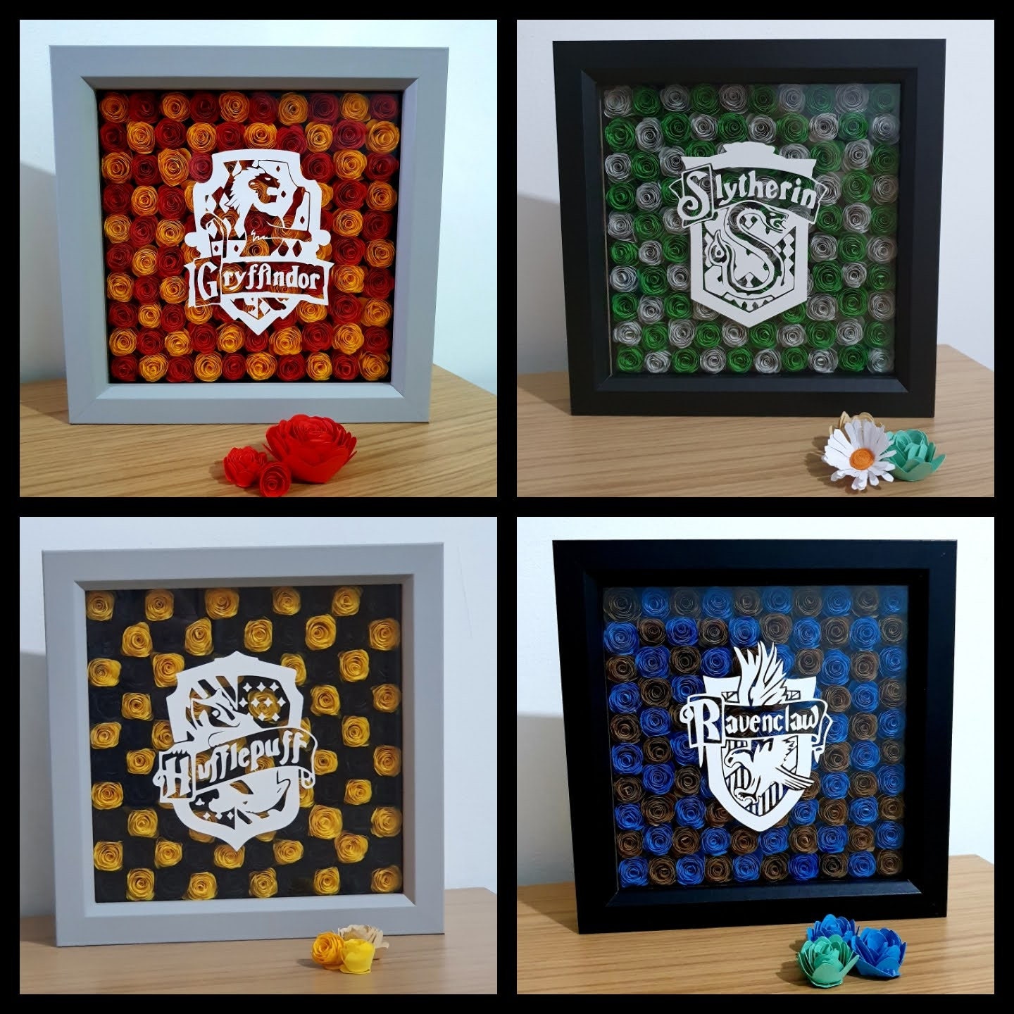 HOGWARTS house Shadow box with 100 handmade paper roses Etsy