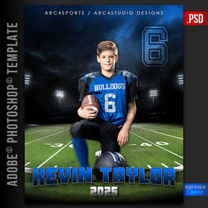 FOOTBALL Poster VORLAGEN - Fertige 8x10 und 5x7 Layouts für Photoshop oder Canva
