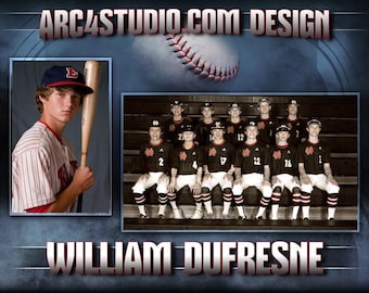 Baseball Memory Mate 8x10 Vorlage | Bearbeitbare Photoshop PSD mit Team & Individuellen Fotohaltern