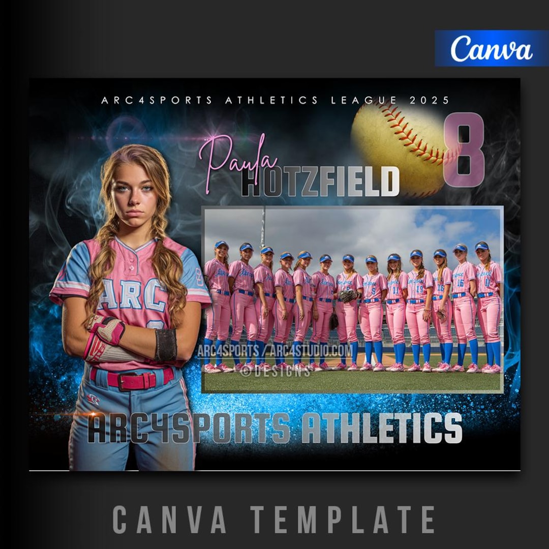 Softball Legends 8x10 Memory Mate Canva Template - Etsy