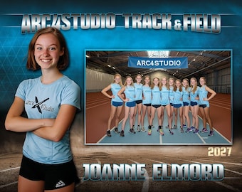Plantilla de Track and Field Memory Mate de 8 x 10 / PSD editable con marcos de fotos y texto personalizado