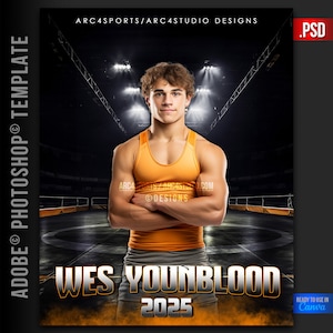 WRESTLING Poster TEMPLATES - Customizable Photoshop 8x10 and 5x7 wrestling collages ready for Canva