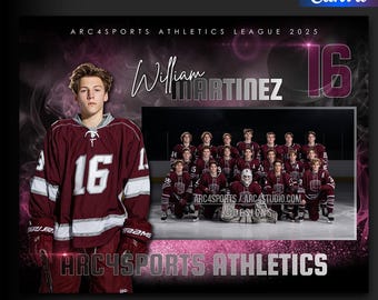 Hockey Memory Mate Canva Template for Players and Teams — Editable Sports Photo Design
