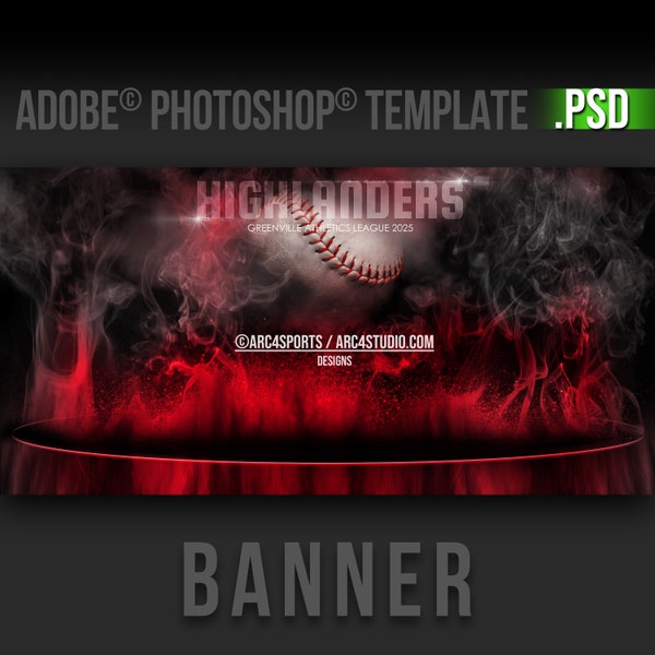 Large Baseball BANNER template - 8'x4' Travel Team Banner