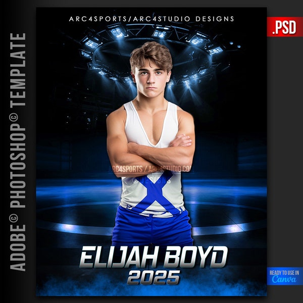 WRESTLING Poster TEMPLATES - Customizable Photoshop 8x10 and 5x7 wrestling collages ready for Canva