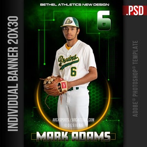 RING generic sports PSD template at 20x30 inches individual banner size layout, ready to made custom collage, designed for team athletes