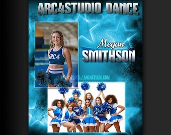 Plantilla vertical de Cheer Memory Mate de 8 x 10 / PSD editable con marcos de fotos y texto personalizado