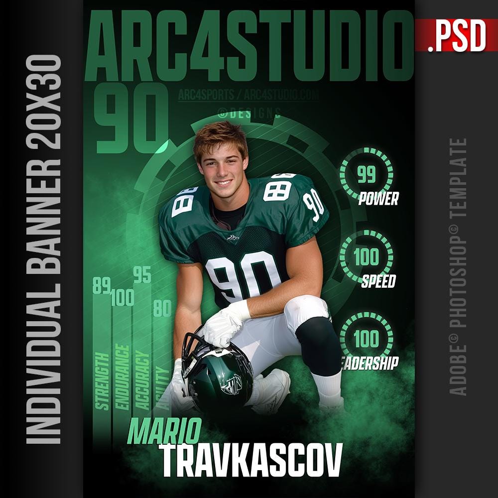 Futuristisches Sport Banner PSD | 20x30 Athlete Poster | Tech-inspiriertes Design | Photoshop-Vorlagen