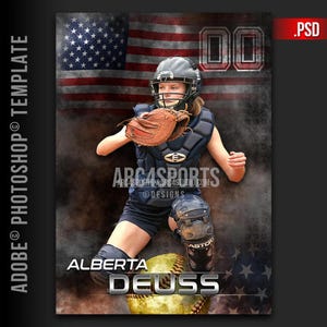 SOFTBOL - Plantillas de Photoshop con la bandera estadounidense vintage