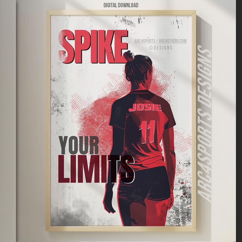 Customizable Name and Number Volleyball Poster | Spike to Success | Custom Girls Volleyball Poster