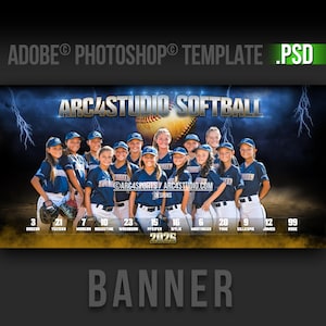 Baner drużyny softballu | Szablon PSD 8x4, 6x3 | Grafika Epic Thunder