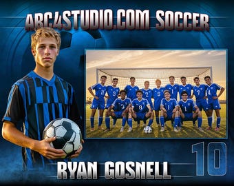 Sjabloon voetbal Memory Mate 8 x 10 | Gelaagde PSD met fotohouders en aangepaste tekst