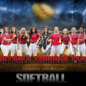 Softball THUNDER LIGHTNING horizontal digital backgrounds