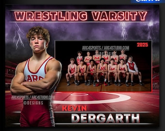 Wrestling Canva Memory Mate : Easy to edit layout for Team and Player Photos Collage
