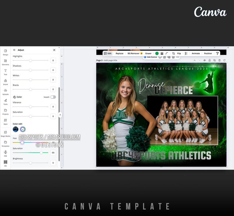Cheerleading Memory Mate Canva Template Editable Sports Photo Layout ...