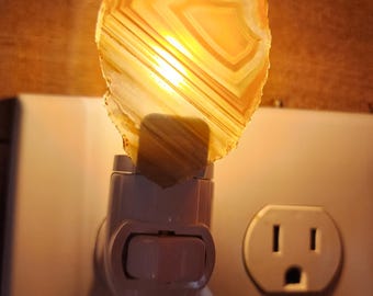 Brazilian Agate Night Light, all natural Agate Fully polished