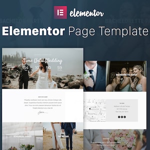 May include: A wedding website template featuring a countdown timer, photographs of the couple, and details about the events leading up to the wedding. The website also includes a map showing the location of the wedding venue.