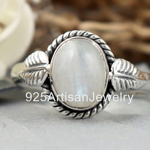 Genuine Moonstone Ring, Moonstone Silver Ring, Handmade Moonstone Ring, Moonstone Ring, Boho Ring, Moon Stone Ring, Rainbow Moon stone Ring