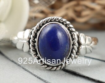 Unique Ring, Natural Blue Ring, Lapis Lazuli Ring, Lapis Ring, 925 Silver Ring, 7X9 mm Oval Ring, Gemstone Ring, Sterling Ring , Gift Ideas