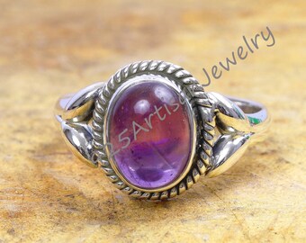 Real Purple Amethyst Ring, 925 Silver Ring,Birthstone Amethyst Ring, Boho Jewelry, Gift ring, Amethyst Engagement Ring,Amethyst Ring Silver