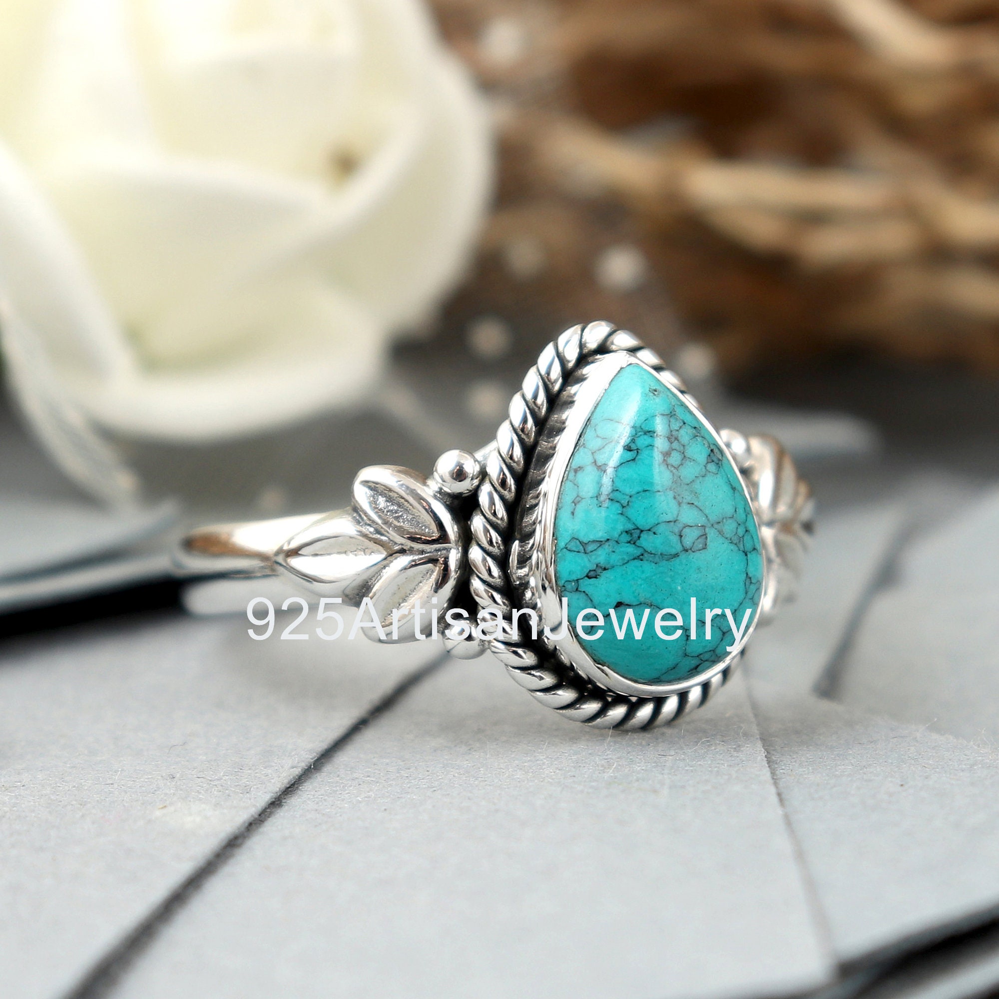 Anello Donna Con Pietre Naturali Lapislazzuli, Turchese, Ametista, Perla - Fatto A Mano In Argento Sterling 925 - Gioiello Boho Eleganza Artigianale