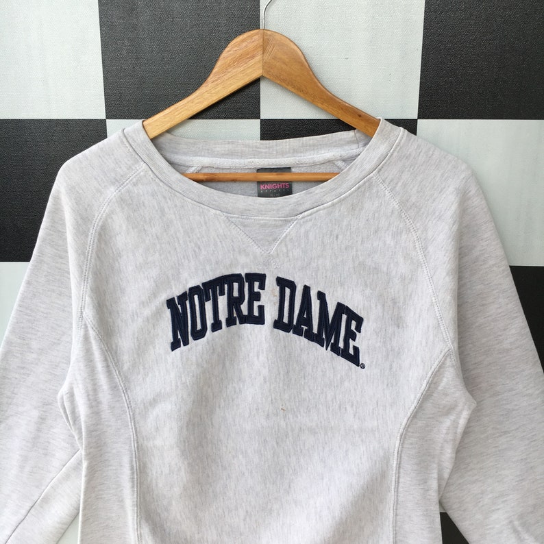 Vintage 90s Notre Dame Sweatshirt Jumper Notre Dame Crewneck Spell Outs Notre Dame Pullover Sweater XL Fits M Size