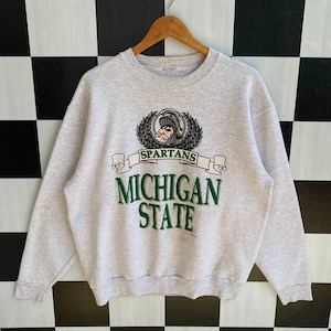 Vintage 90s University Sweatshirt Michigan State University Women Hip Hop Teen Pullover Mich State University TTS medium Refer measurement